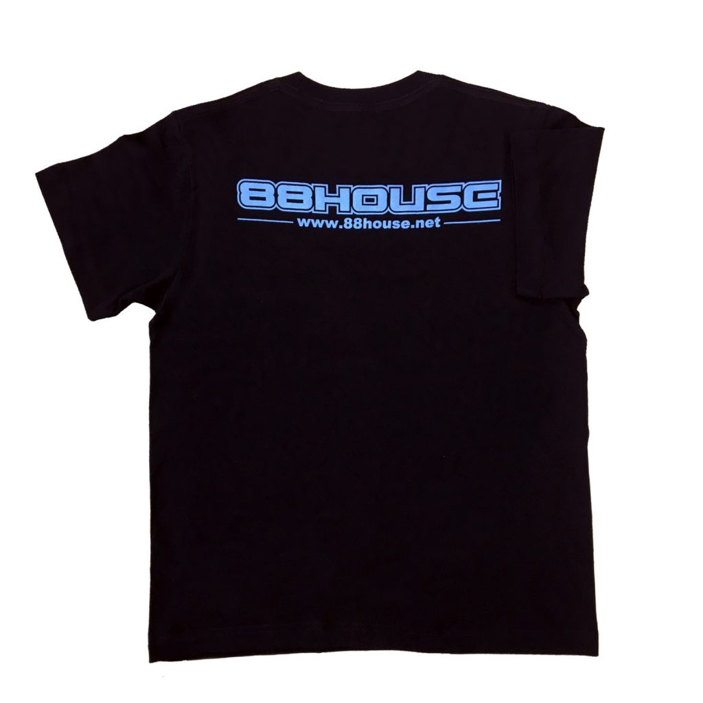 ロゴ  Tシャツ 黒×水色